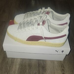 Puma White and Burgundy Sneakers